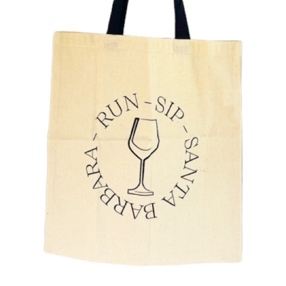 Run - Sip - Santa Barbara tan cotton tote shopping bag